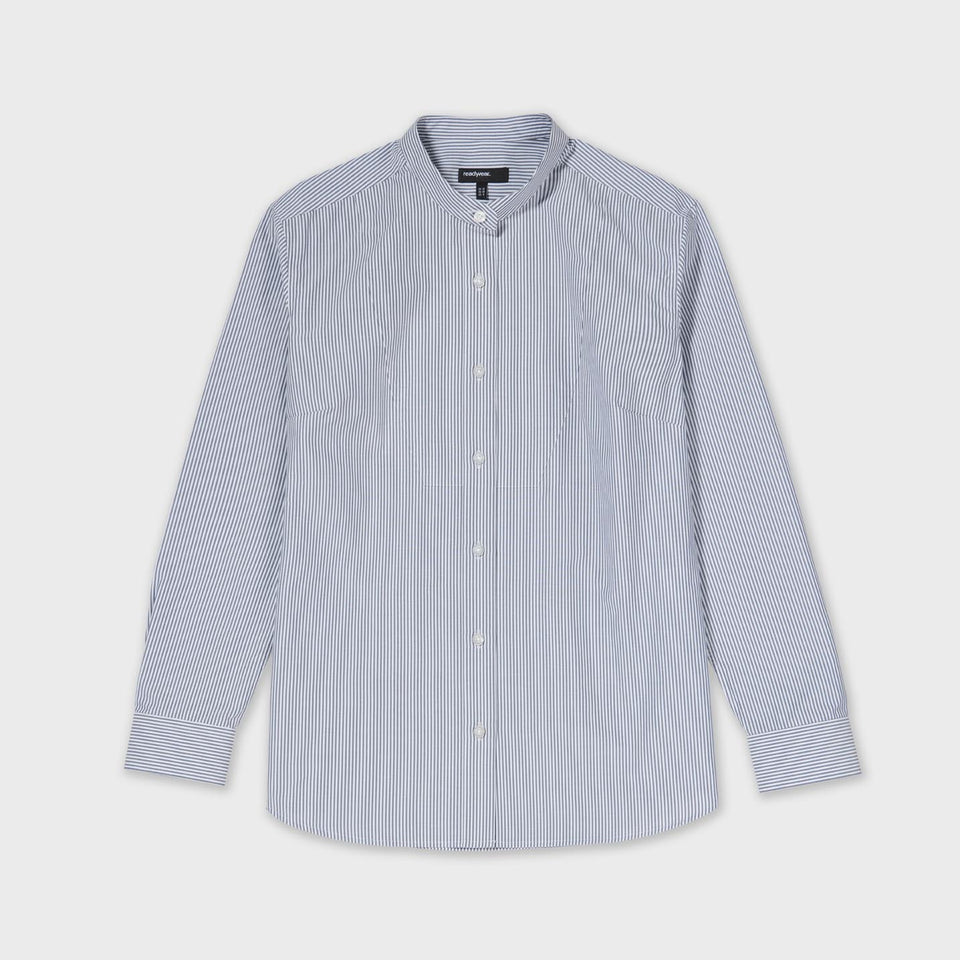 Female Plain Bib Shirt in Wide Stripe