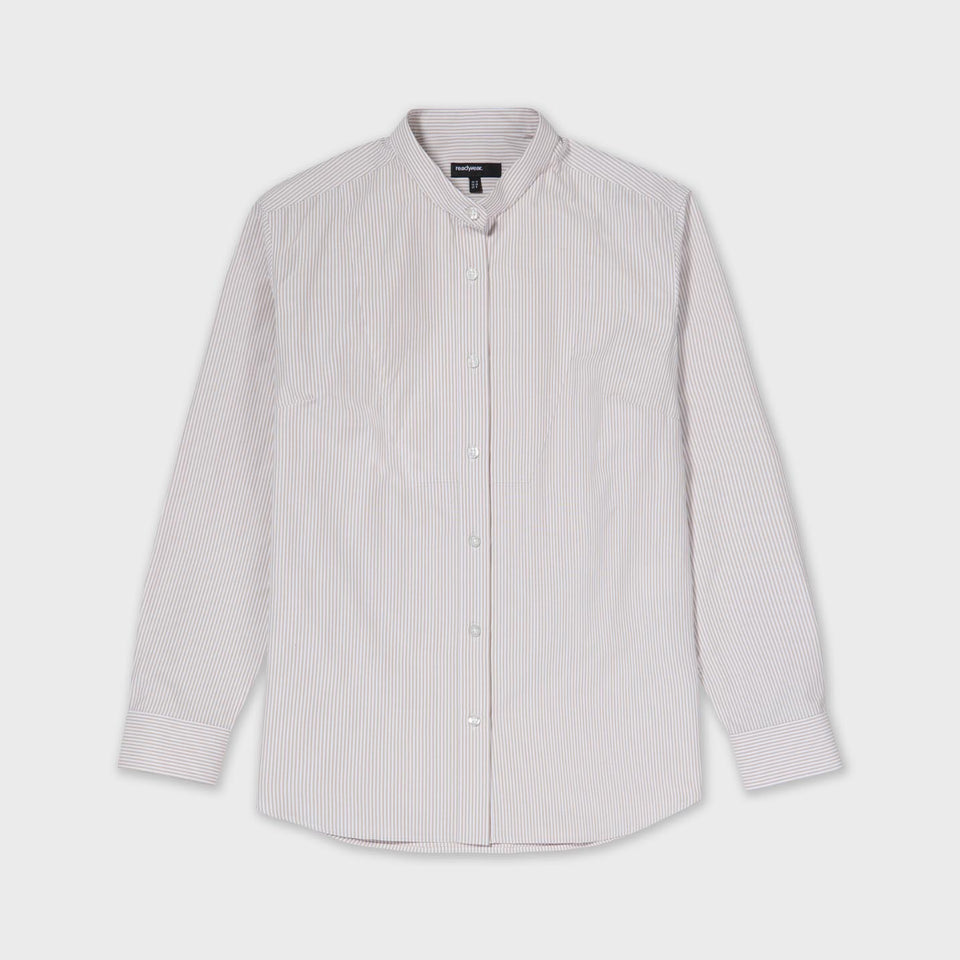 Female Plain Bib Shirt in Wide Stripe