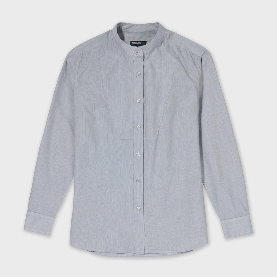Female Plain Bib Shirt in Micro Stripe