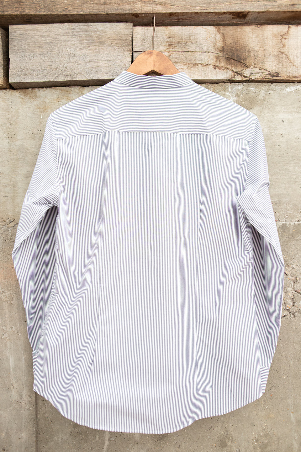 LOT 17: Female Plain Bib Shirt in Black/White Wide Stripe