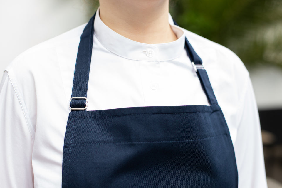 LOT 15: Navy Bib Apron with Square Pockets & Strap Adjuster
