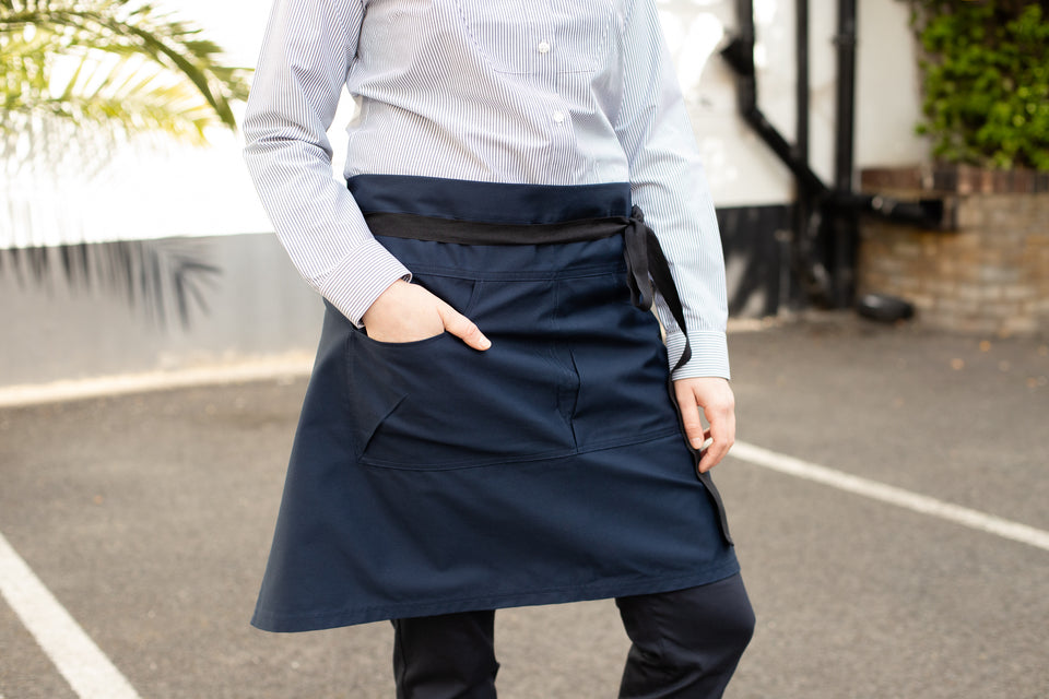 LOT 16: Navy Waist Apron with Curved Pockets | Regular