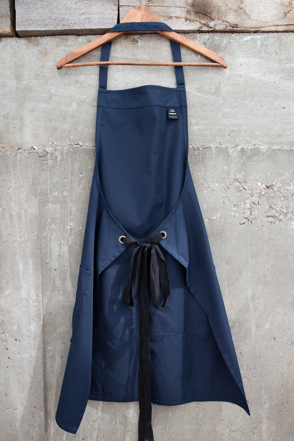 LOT 14: Navy Bib Apron with Curved Pockets & Strap Adjuster