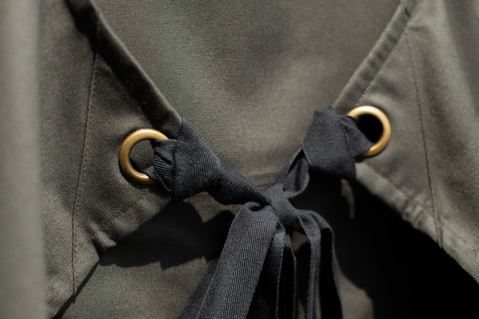 LOT 19: Dark Olive Bib Apron with Curved Pockets & Strap Adjuster