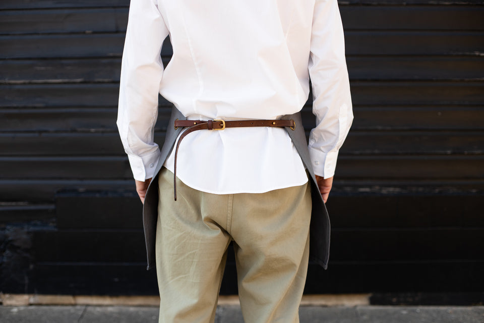 LOT 05: Charcoal Waist Apron with Pockets and Leather Belt