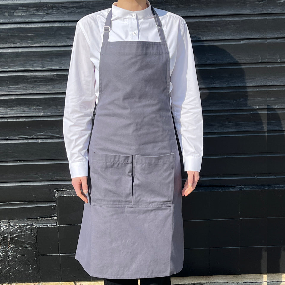 LOT 13: Slate Grey Bib Apron with Square Pocket & Strap Adjuster