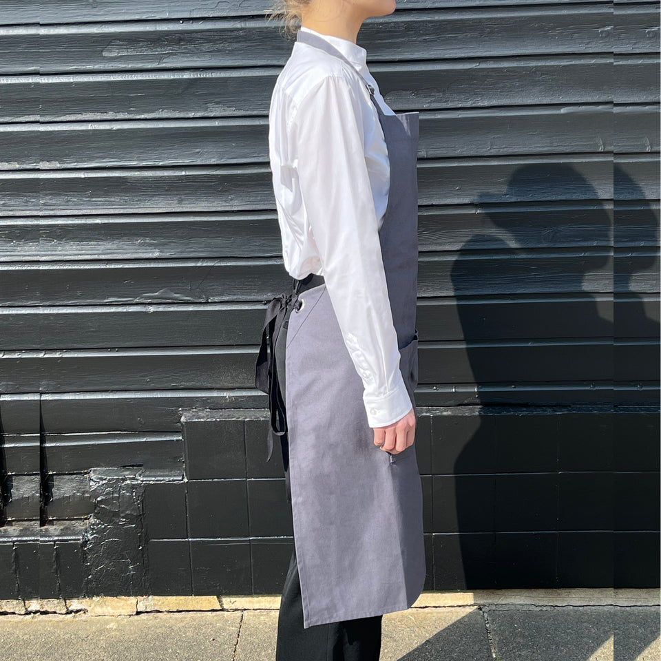 LOT 13: Slate Grey Bib Apron with Square Pocket & Strap Adjuster