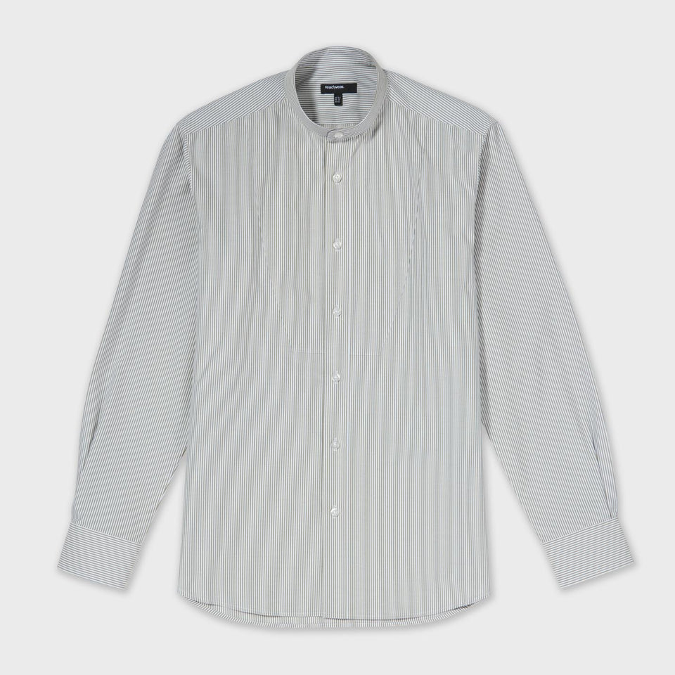 Male Plain Bib Shirt in Wide Stripe