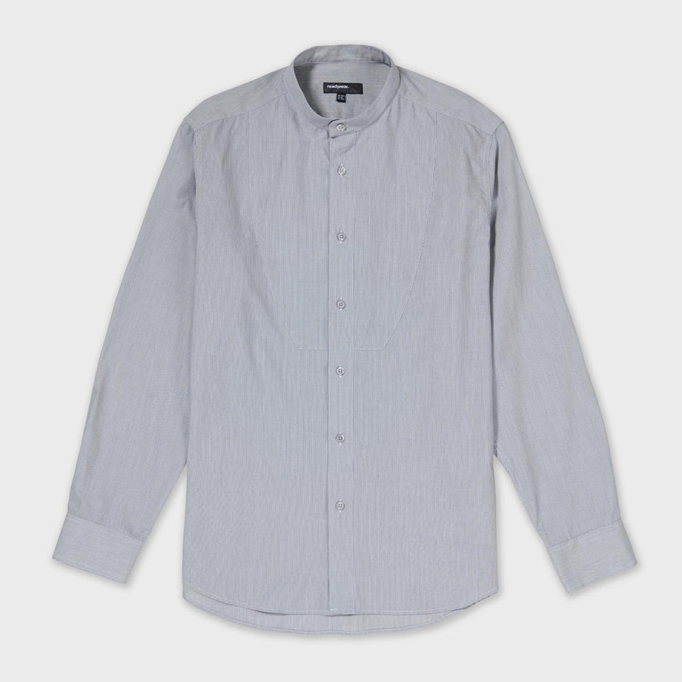 Male Plain Bib Shirt in Micro Stripe