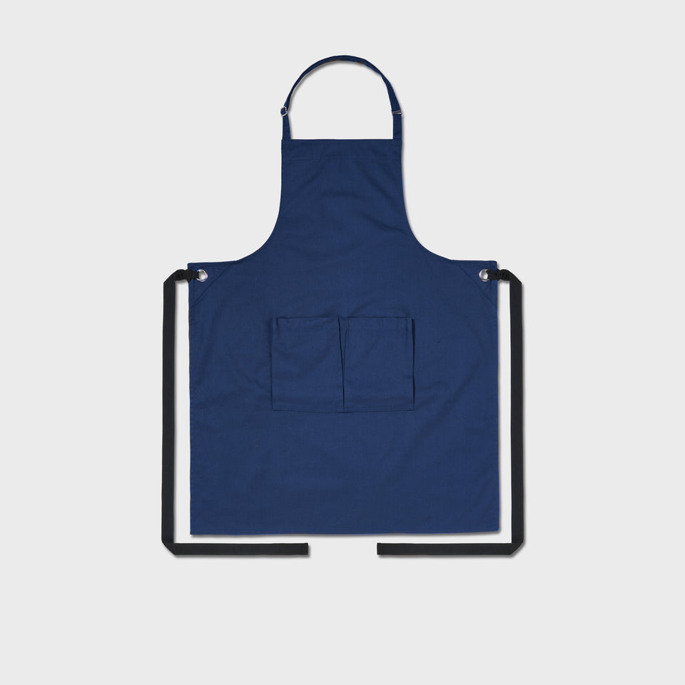 LOT 15: Navy Bib Apron with Square Pockets & Strap Adjuster