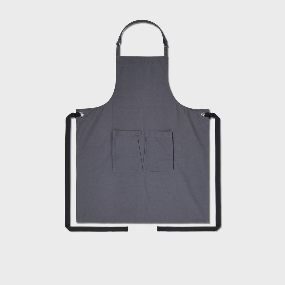 LOT 13: Slate Grey Bib Apron with Square Pocket & Strap Adjuster