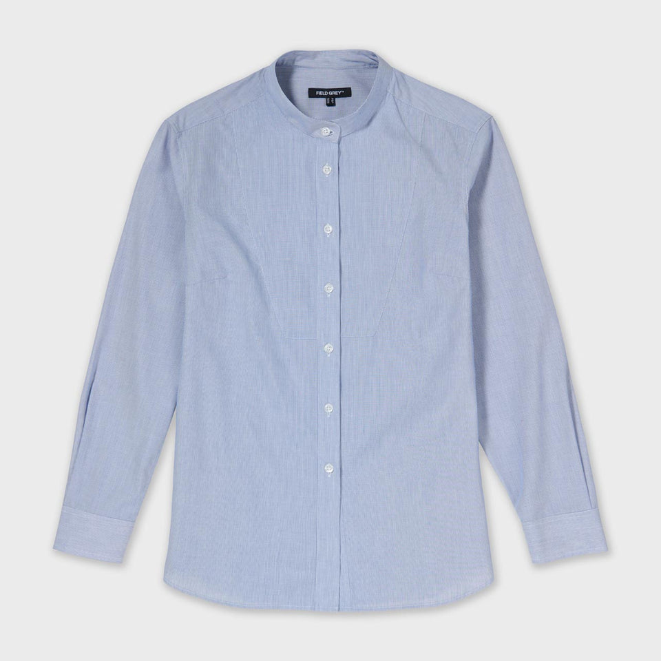 Female Plain Bib Shirt in Micro Stripe