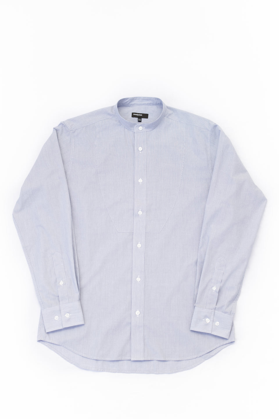 LOT 10: Male Plain Bib Shirt in Blue Micro Stripe