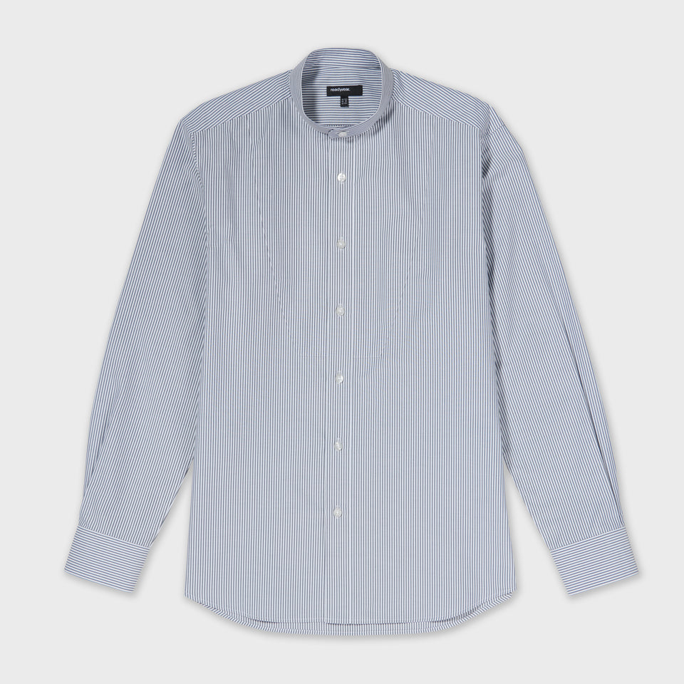 LOT 17: Male Plain Bib Shirt in Black/White Wide Stripe